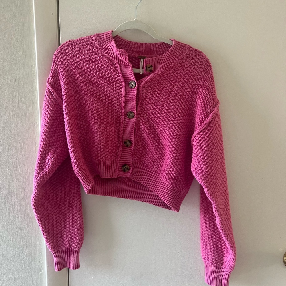 Cute free people button up sweater!